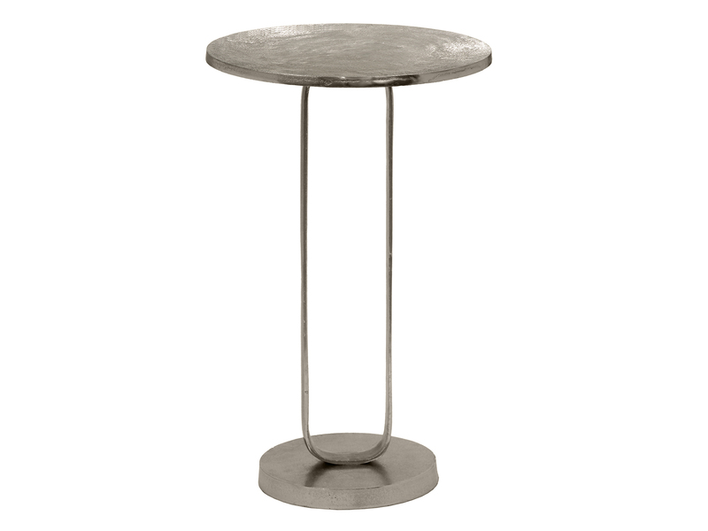 Couchtisch 2er Set rund aus Metall in Silber, Höhe 61cm