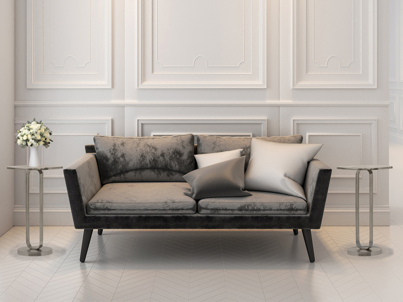 Couchtisch 2er Set rund aus Metall in Silber, Höhe 61cm