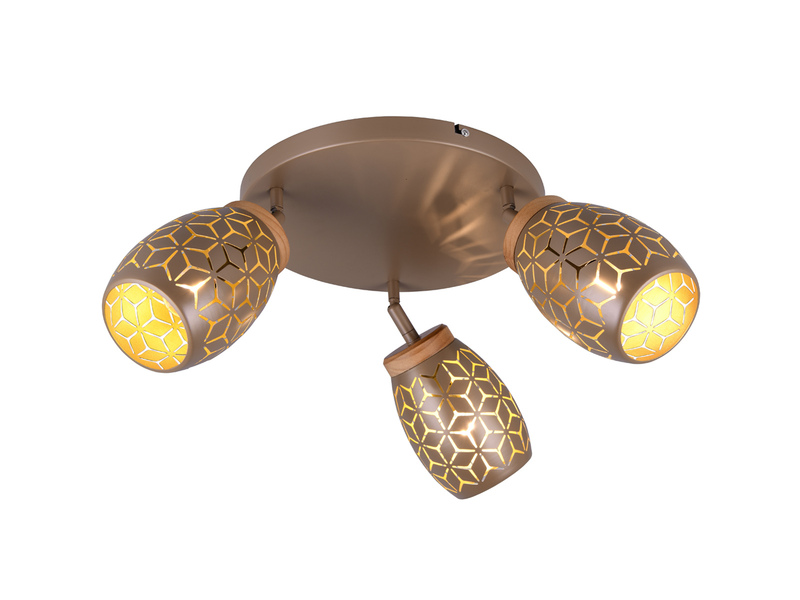 Deckenstrahler BIDAR Coffee 3-flammig mit Stanzmuster, Ø58cm