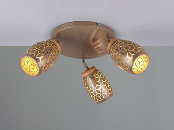 Deckenstrahler BIDAR Coffee 3-flammig mit Stanzmuster, Ø58cm