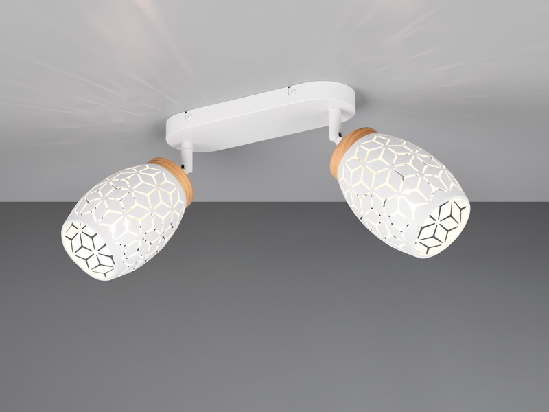 Deckenstrahler BIDAR Weiß 2-flammig mit Dekorstanzung, Breite 28cm