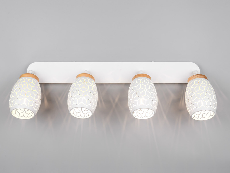 Deckenstrahler BIDAR Weiß 4-flammig mit Dekorstanzung, Breite 74cm