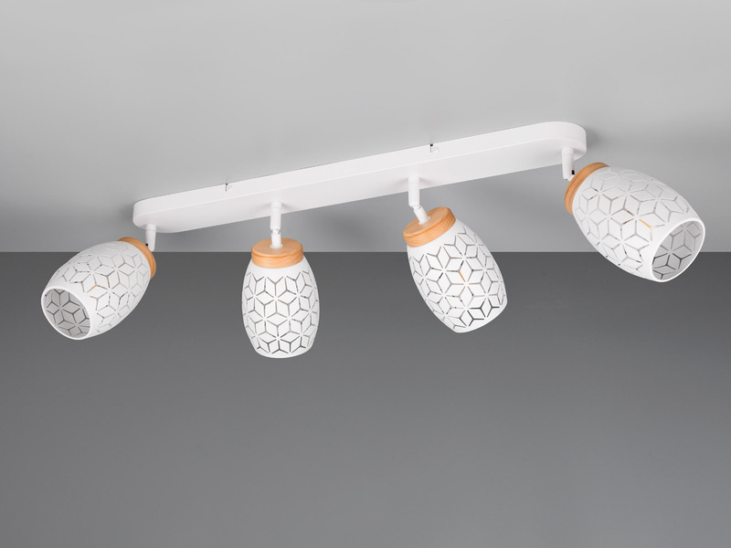 Deckenstrahler BIDAR Weiß 4-flammig mit Dekorstanzung, Breite 74cm