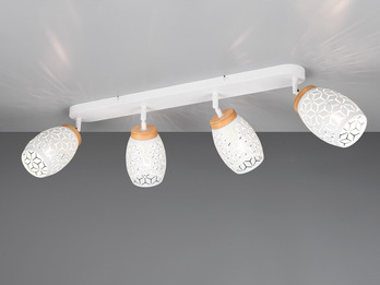 Deckenstrahler BIDAR Weiß 4-flammig mit Dekorstanzung, Breite 74cm