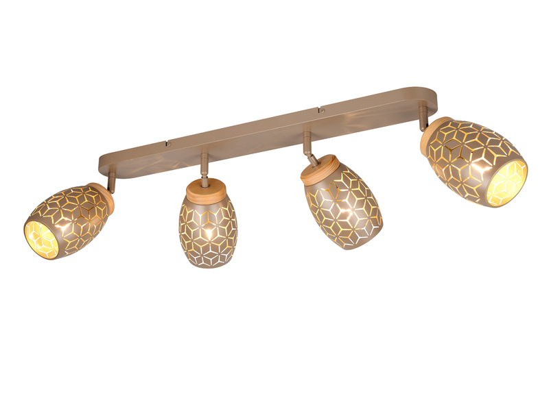 Deckenstrahler BIDAR Coffee 4-flammig mit Dekorstanzung, Breite 74cm