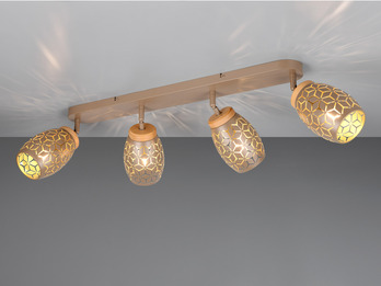 Deckenstrahler BIDAR Coffee 4-flammig mit Dekorstanzung, Breite 74cm
