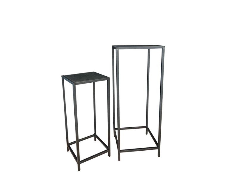 Beistelltisch 2er Set aus Metall Schwarz Blumentisch Höhe 60 und 80cm