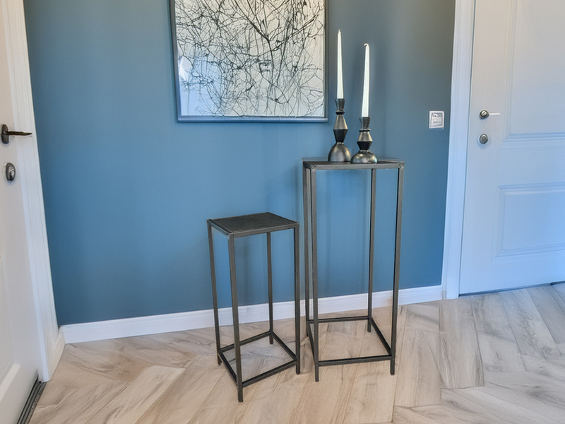 Beistelltisch 2er Set aus Metall Schwarz Blumentisch Höhe 60 und 80cm