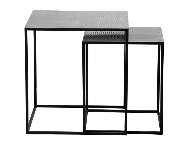Couchtisch SHANIA 2er Set - Satztisch Metall in Schwarz Silber
