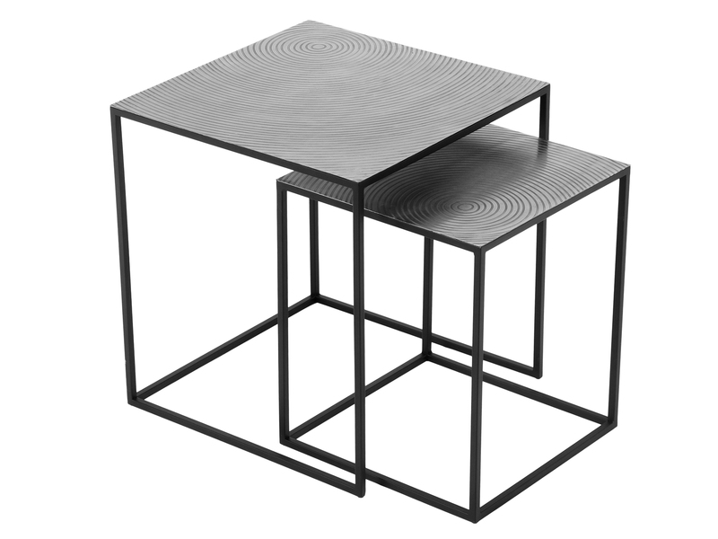 Couchtisch SHANIA 2er Set - Satztisch Metall in Schwarz Silber
