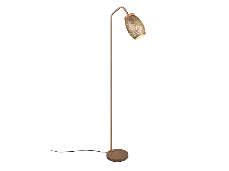 Stehlampe Metall Coffee, Schirm mit Dekorstanzung & E27 LED, Höhe 147cm