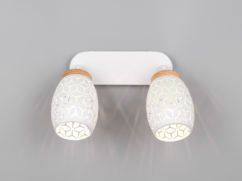 Deckenstrahler Weiß 2-flammig mit Dekorstanzung, inkl. E27 LED Breite 28cm