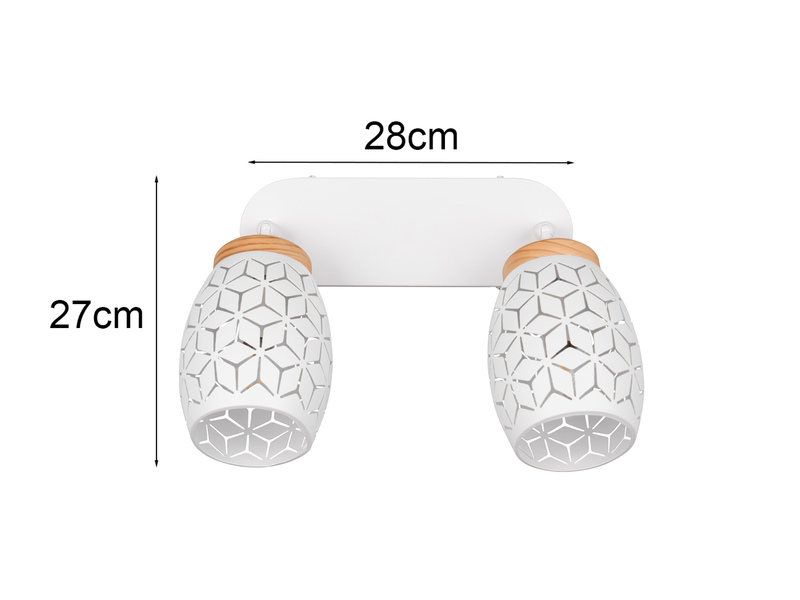 Deckenstrahler Weiß 2-flammig mit Dekorstanzung, inkl. E27 LED Breite 28cm
