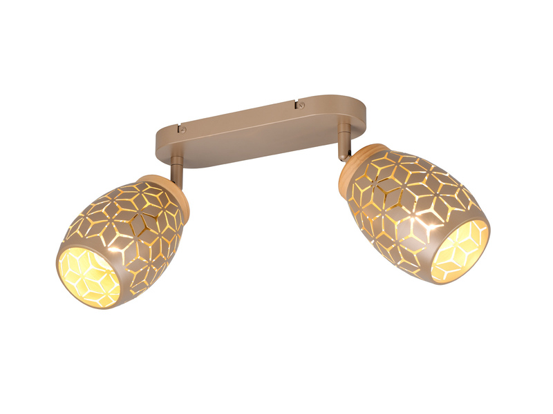 Deckenstrahler Coffee 2-flammig mit Dekorstanzung, inkl. E27 LED Breite 28cm