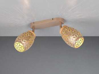 Deckenstrahler Coffee 2-flammig mit Dekorstanzung, inkl. E27 LED Breite 28cm
