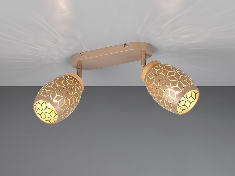 Deckenstrahler Coffee 2-flammig mit Dekorstanzung, inkl. E27 LED Breite 28cm