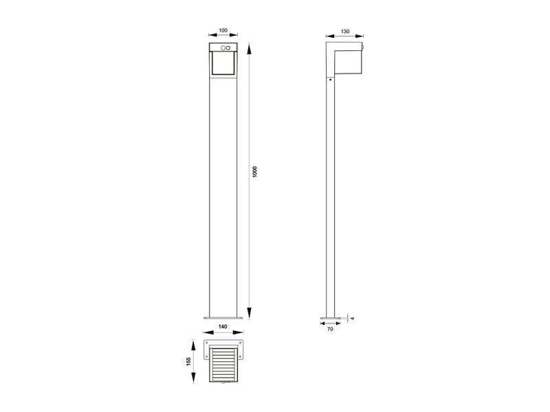 Wegeleuchte COLOMBO mit Solar und Strom, Hybrid mit Bewegungsmelder H: 100cm