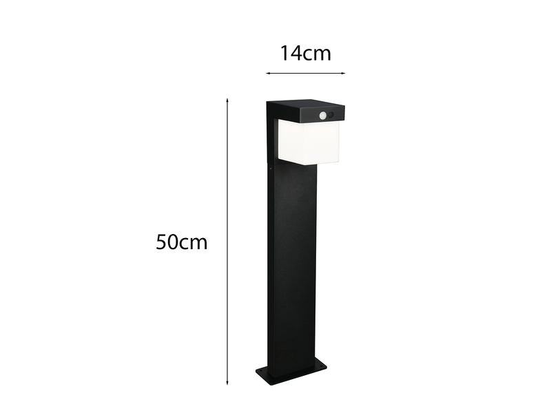 Pollerleuchte COLOMBO mit Solar und Strom, Hybrid mit Bewegungsmelder H: 50cm