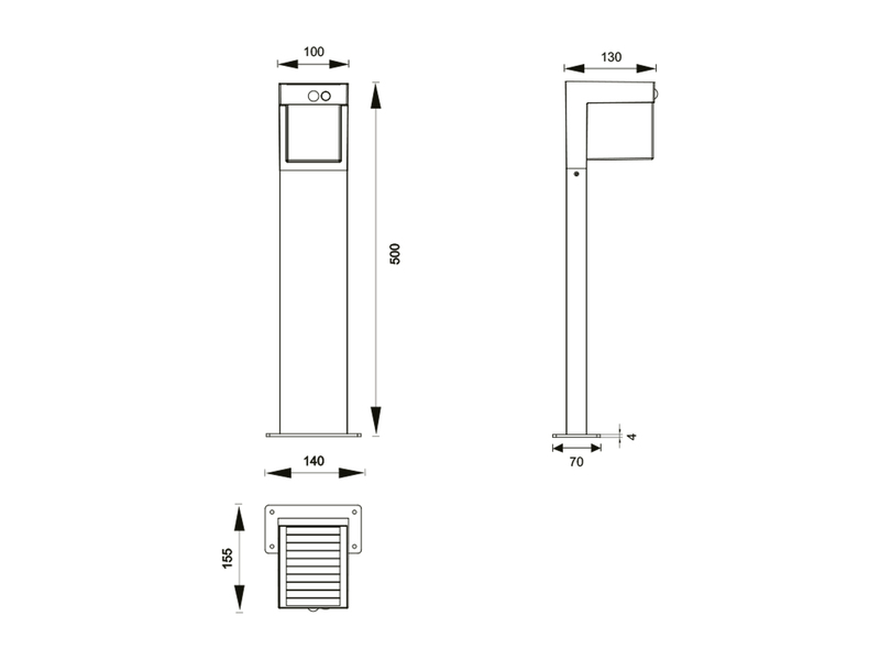 Pollerleuchte COLOMBO mit Solar und Strom, Hybrid mit Bewegungsmelder H: 50cm