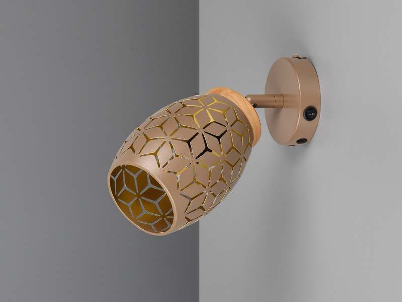 LED Wandstrahler in Coffee mit Schalter & Stanzmuster, Ø 12cm