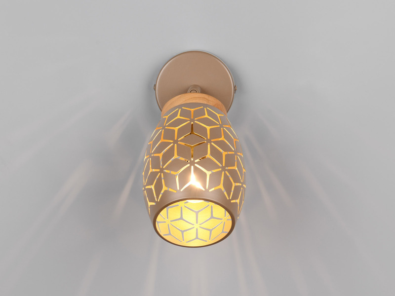 LED Wandstrahler in Coffee mit Schalter & Stanzmuster, Ø 12cm