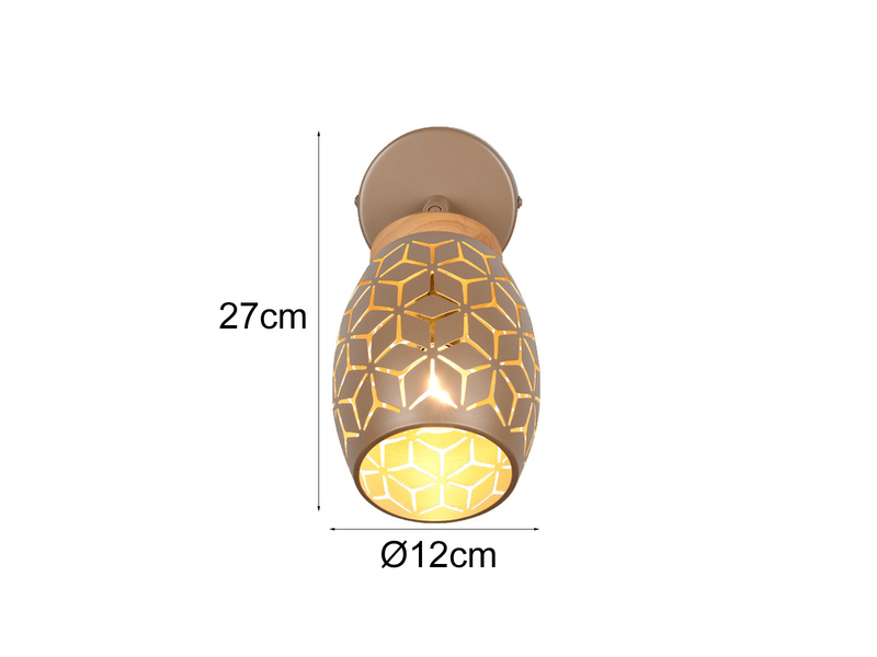 Wandstrahler Coffee mit Schalter & Dekorstanzung Ø 12cm, inkl. E14 LED
