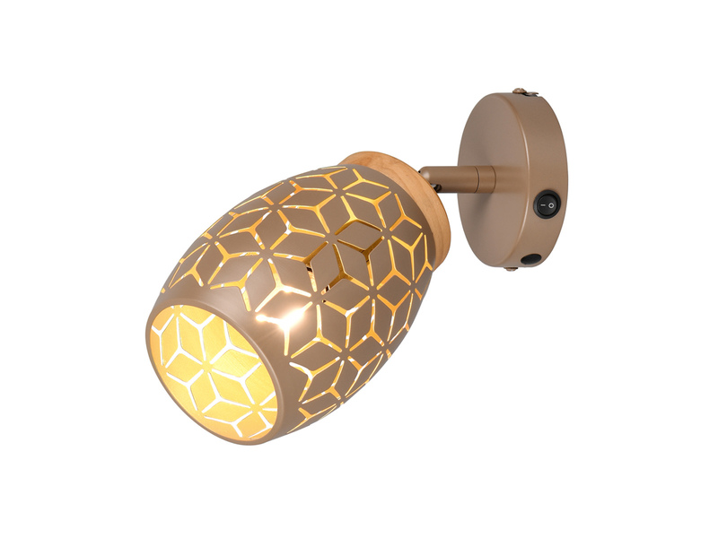 LED Wandstrahler in Coffee mit Schalter & Stanzmuster, Ø 12cm
