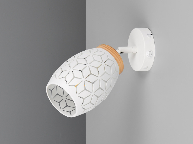 LED Wandstrahler Weiß mit Schalter & Stanzmuster, Breite 12cm