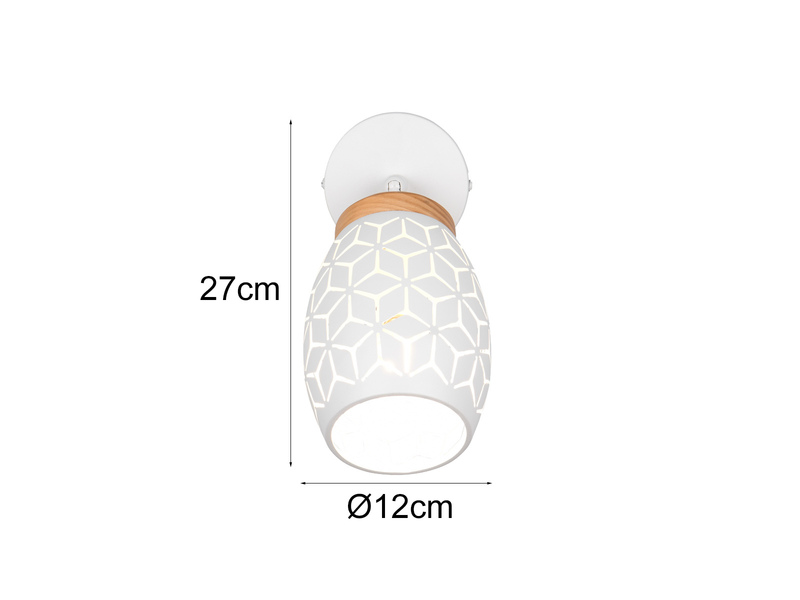 LED Wandstrahler Weiß mit Schalter & Stanzmuster, Breite 12cm