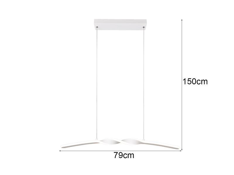 LED Pendelleuchte GINKO in Metall Weiß geschwungen, Breite 79cm