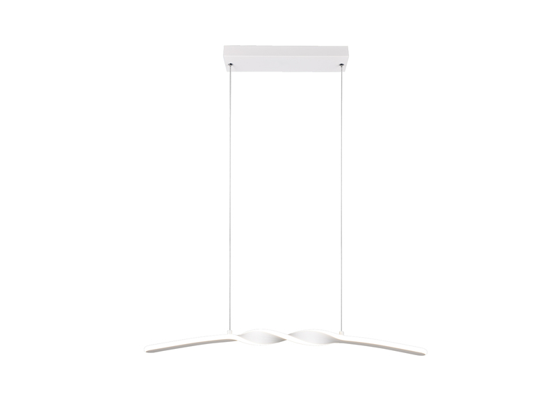 LED Pendelleuchte GINKO in Metall Weiß geschwungen, Breite 79cm