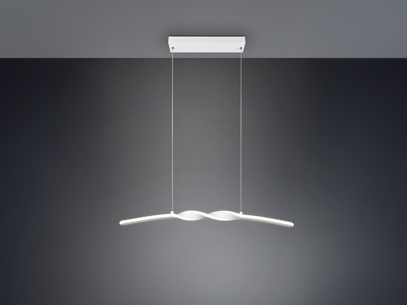 LED Pendelleuchte GINKO in Metall Weiß geschwungen, Breite 79cm