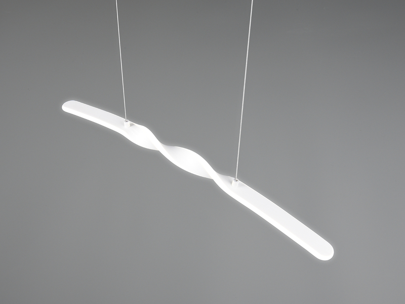 LED Pendelleuchte GINKO in Metall Weiß geschwungen, Breite 79cm