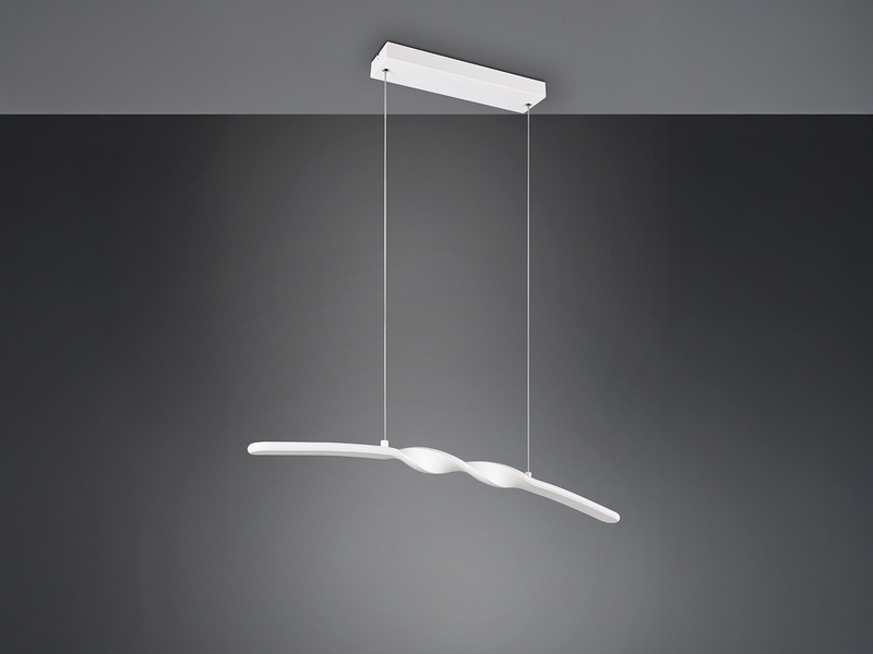 LED Pendelleuchte GINKO in Metall Weiß geschwungen, Breite 79cm