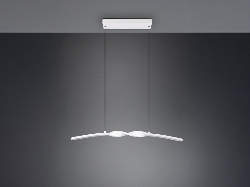 LED Pendelleuchte GINKO in Metall Weiß geschwungen, Breite 79cm