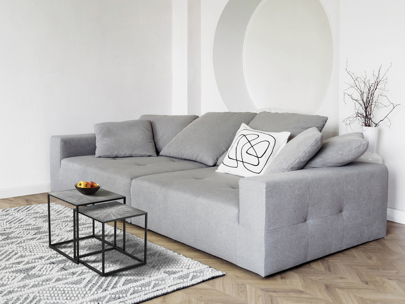 Couchtisch HILLARY 2er Set - Satztisch Metall in Schwarz Silber