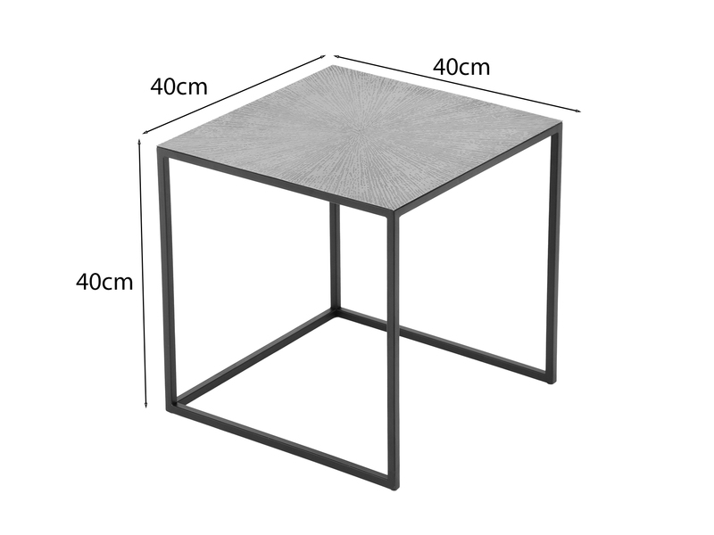 Couchtisch HILLARY 2er Set - Satztisch Metall in Schwarz Silber