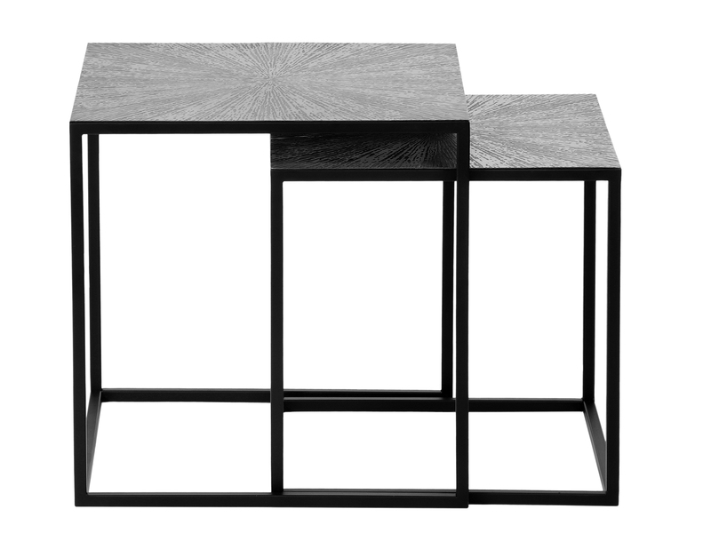 Couchtisch HILLARY 2er Set - Satztisch Metall in Schwarz Silber
