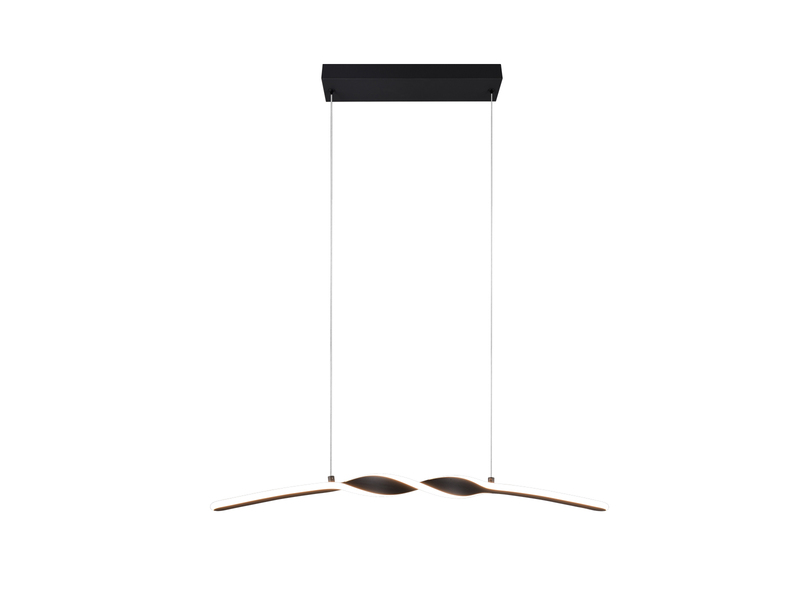 LED Pendelleuchte GINKO in Metall Schwarz geschwungen, Breite 79cm