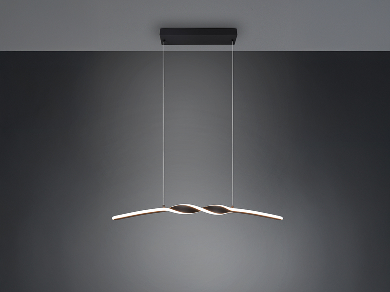LED Pendelleuchte GINKO in Metall Schwarz geschwungen, Breite 79cm