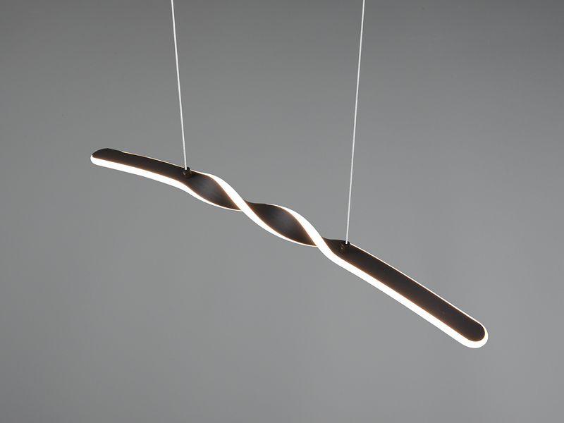 LED Pendelleuchte GINKO in Metall Schwarz geschwungen, Breite 79cm