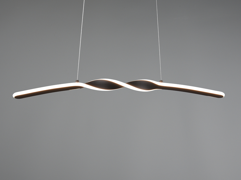 LED Pendelleuchte GINKO in Metall Schwarz geschwungen, Breite 79cm