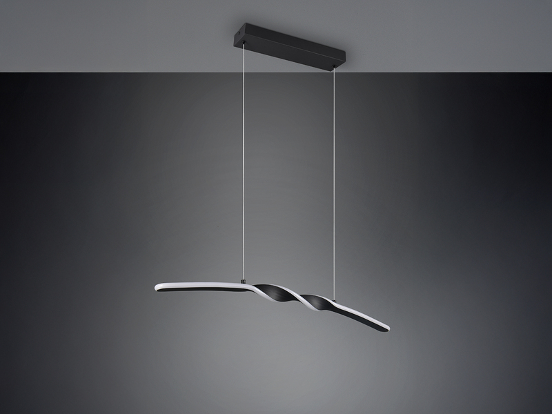 LED Pendelleuchte GINKO in Metall Schwarz geschwungen, Breite 79cm