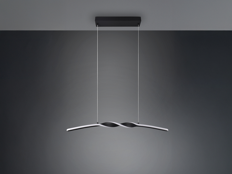 LED Pendelleuchte GINKO in Metall Schwarz geschwungen, Breite 79cm