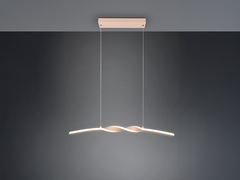LED Pendelleuchte GINKO in Metall Beige geschwungen, Breite 79cm