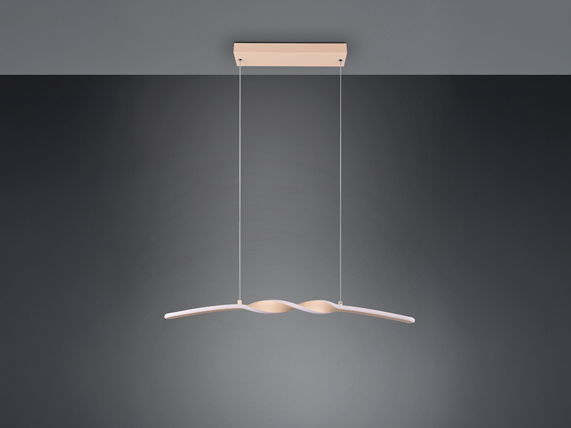 LED Pendelleuchte GINKO in Metall Beige geschwungen, Breite 79cm
