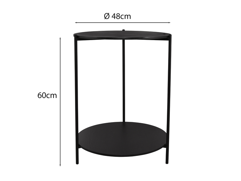 Couchtisch 2er Set rund Metallgestell und Tischplatten in Schwarz Höhe 60cm