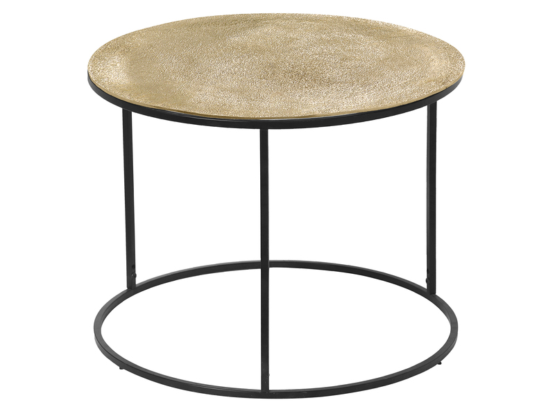Großer Beistelltisch PATTY rund Metall in Schwarz Gold, Höhe 46cm