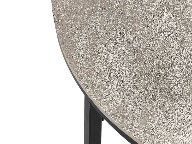 Großer Beistelltisch PATTY rund Metall in Schwarz Silber, Höhe 46cm