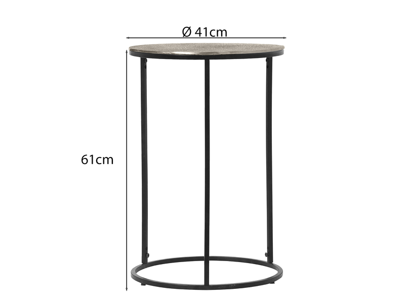 Beistelltisch PATTY rund Metall in Schwarz Silber, Höhe 61cm
